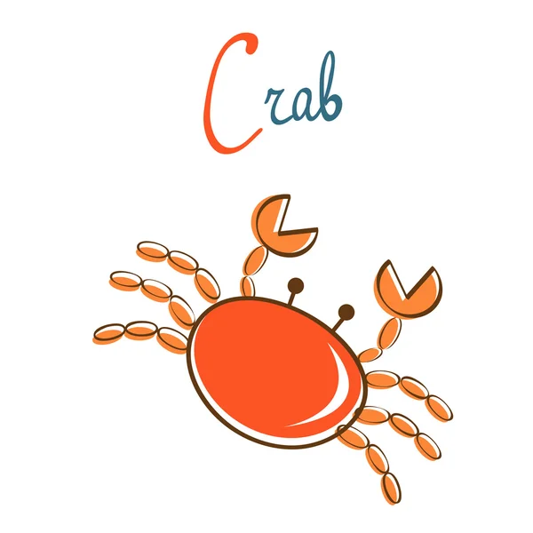 C je pro krab — Stockový vektor