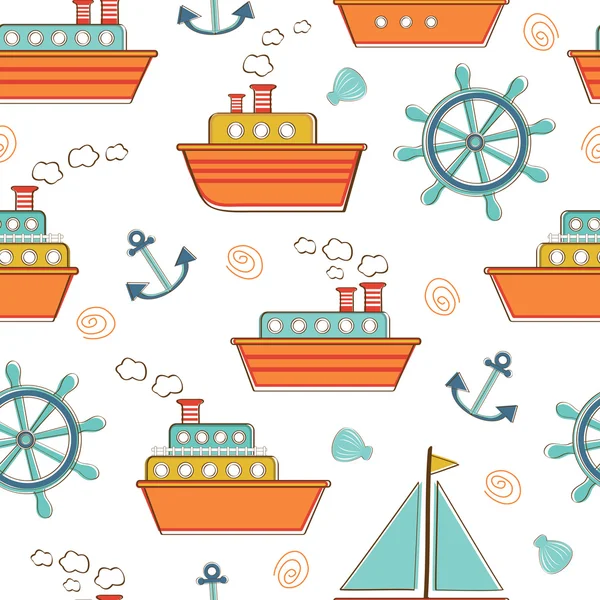 Csónakok és hajók zökkenőmentes minta — Stock Vector
