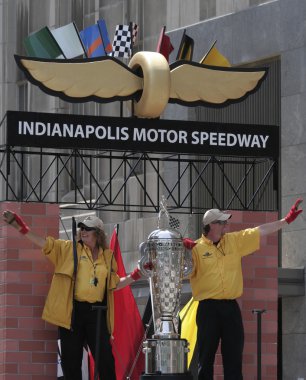 Indy 500 Borg-warner trophy on IMS Float during Indy 500 Festival Parade clipart