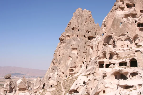 Ruinen von Höhlenwohnungen und Burg von Uchisar — Stockfoto