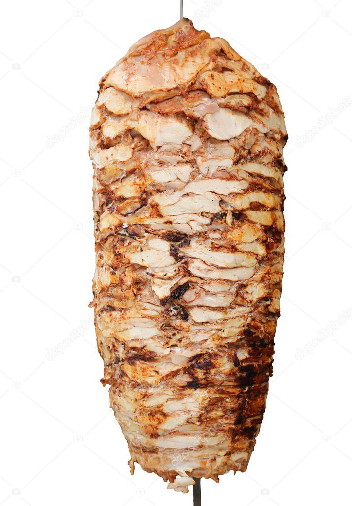 Delicous Turkish Street Food  Chicken Doner Kebab isolated on White