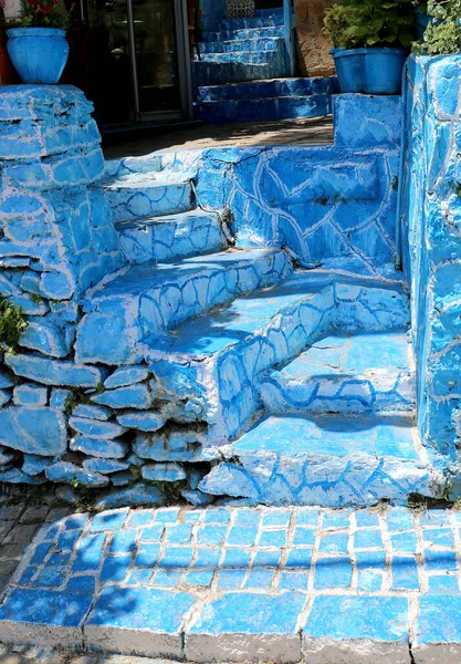 Étapes Bleues Blanches Maison Vieux Grec Sirince Turquie — Photo