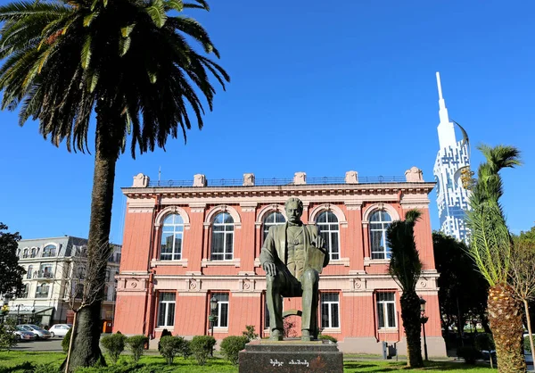 Batumi Georgia December Statue Georgian Politician Poet Memed Abashidze Palm — Foto Stock