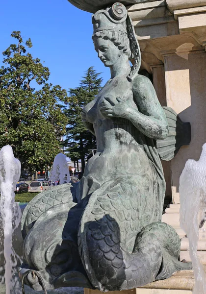 Batumi Georgia December Mermaid Sculpture Neptune Fountain December 2021 Batumi — стокове фото