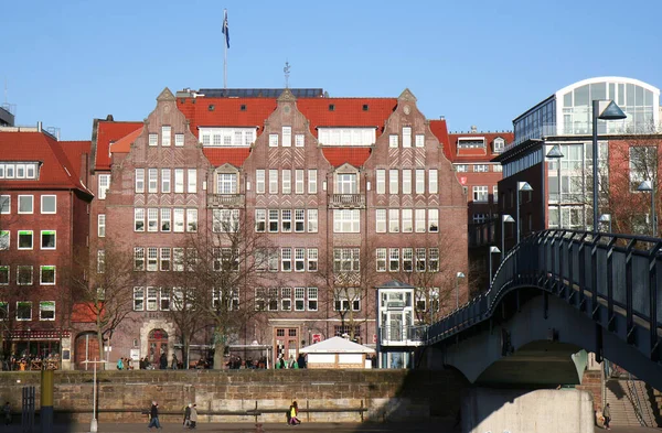 Bremen Germany February Beautiful Old Red Brick Buildings River February —  Fotos de Stock