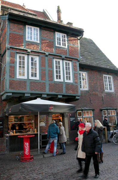 Bremen Germany February Unidentified People Buying Food Drink Small Cafe — Fotografia de Stock