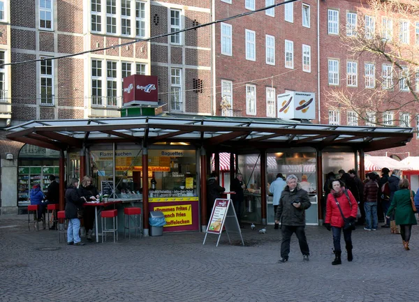 Bremen Germany February Unidentified People Enjoying Foods Drinks Cafe Market —  Fotos de Stock