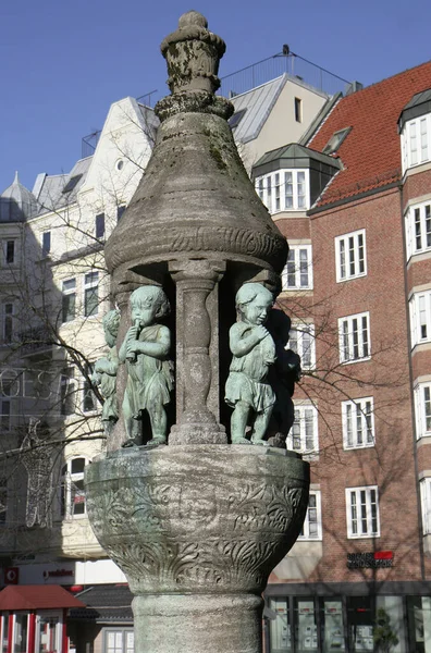 Bremen Germany February Old Landmark Marcus Fountain Old German Buildings — стокове фото