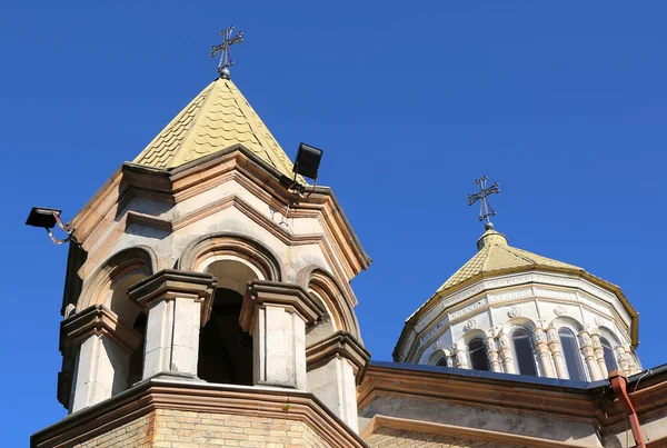Armenian Apostolic Church Surb Christ Amenaprkich Bell Towers Blue Sky — Stock Photo, Image