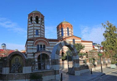 BATUMI,GEORGIA-DECEMBER 31:Red Brick Architecture of St Nicholas Greek Orthodox Church. December 31,2021 in Batumi, Georgia.