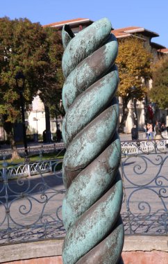 Ancient Landmark of The Serpent Column at The Sultanahmet Square in Istanbul, Turkey