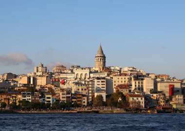 ISTANBUL,TURKEY-OCTOBER 30: Galata Tower and Old Town with Historic Buildings from Eminonu. October 30,2021 in Istanbul, Turkey