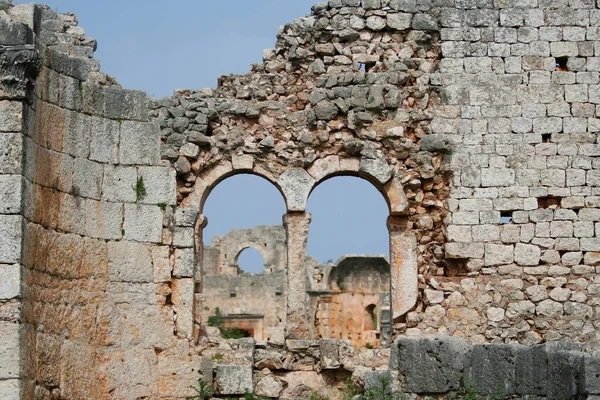 Windows Old Church Canytellis Ancient City Kanlidivane Mersin Turkey — Stock Photo, Image