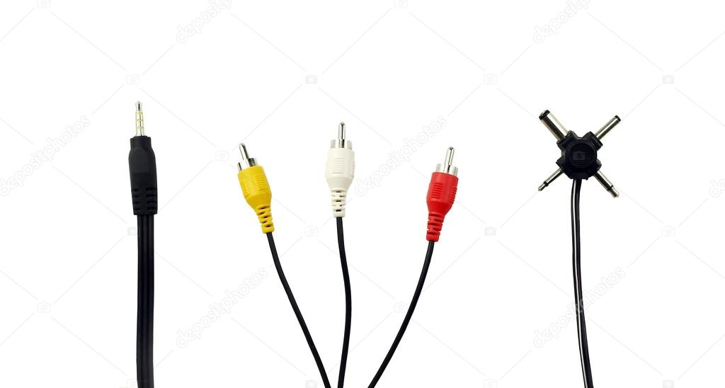 Various types of cables isolated on white
