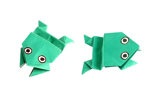 Grenouille Origami dans deux positions différentes — Photo