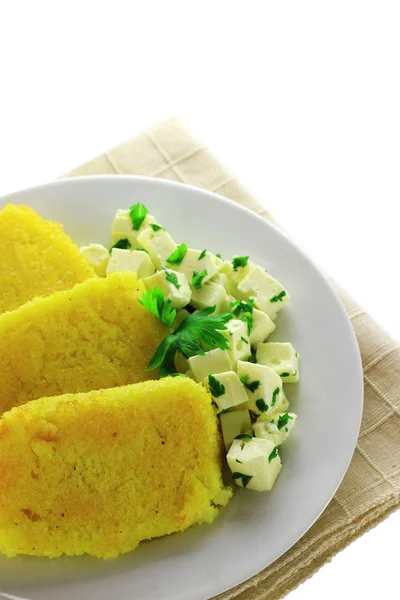 Sliced polenta with cheese — Stock Photo, Image