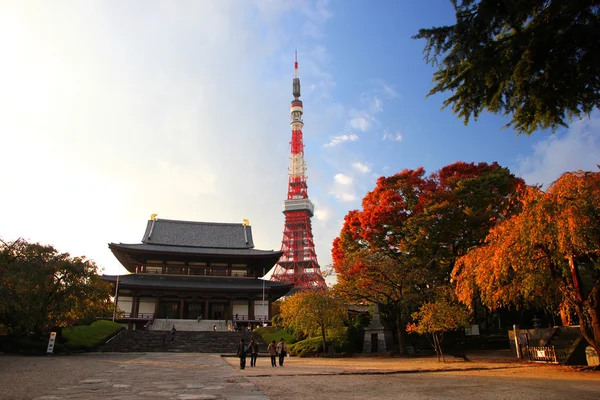 Templo Zojoji y torre de Tokio —  Fotos de Stock