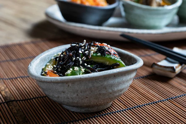 Japanese Seaweed Salad Cucumber Tomatoes — Stock Photo, Image