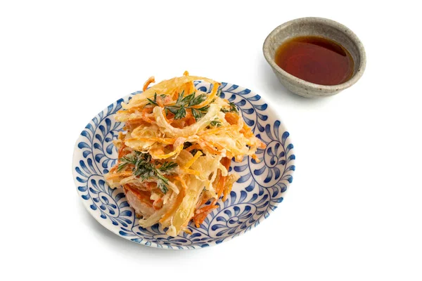 Tempura Verduras Fritas Plato Popular Japonés Aislado Blanco — Foto de Stock