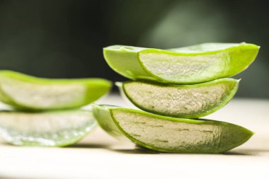 Çiftlikte taze aloe vera dilimi