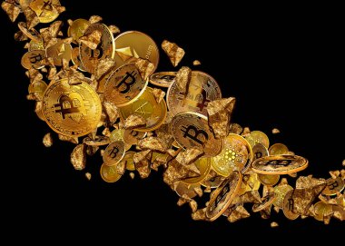 Altın madenciliği konsepti, cep telefonu ve altın arkaplan