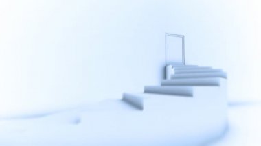 Merdivenlerin tepesine tırmanış. parlak bir dünyanın kapılarını açma