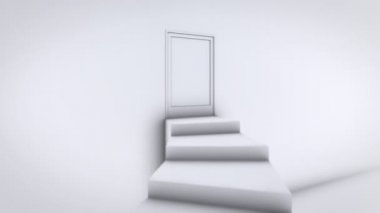 Merdivenlerin tepesine tırmanış. parlak bir dünyanın kapılarını açma