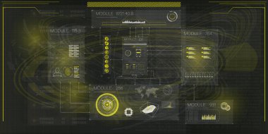 HUD fütüristik çerçeveler. Ekranları hedef al. Radar ekranı. Sanal gerçeklik teknolojisi görünüm kaskı.