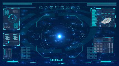 Radar ekranı. İleri teknoloji fütüristik ekran. Teknoloji geçmişi. 