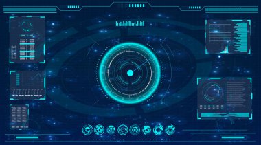 Radar ekranı. İleri teknoloji fütüristik ekran. Teknoloji geçmişi. 