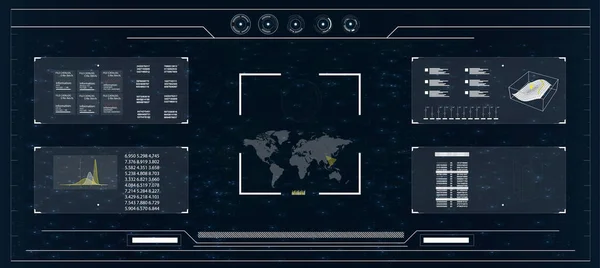 Pantalla de radar. HUD. Exhibición futurista de alta tecnología. — Archivo Imágenes Vectoriales