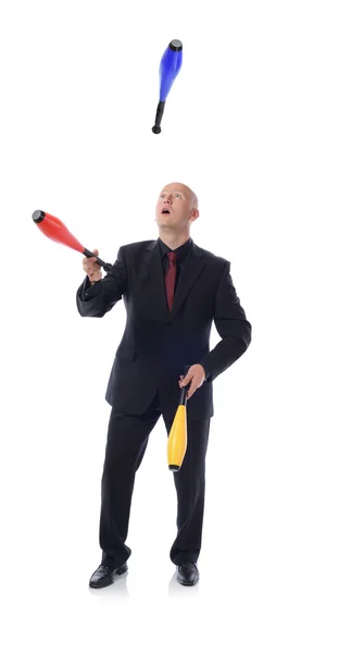 Hombre en traje multitarea — Foto de Stock