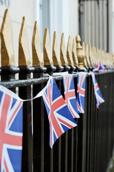 UK flag on railings — Stock Photo, Image