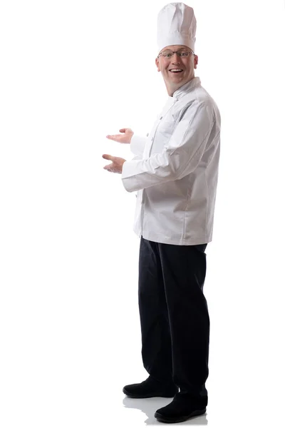 Шеф-кухар, представляючи — стокове фото