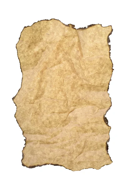 Üres barna grunge papír textúra égett élek elszigetelt fehér background — Stock Fotó