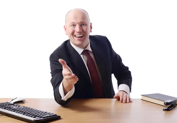 Desk handshake — Stock Photo, Image