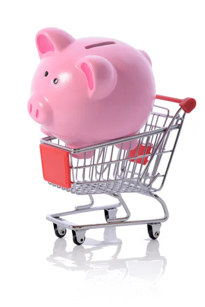 Piggy shopping trolly — Stockfoto