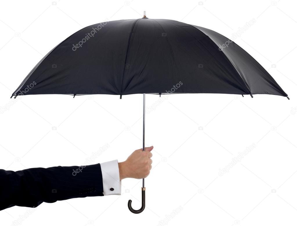 holding umbrella