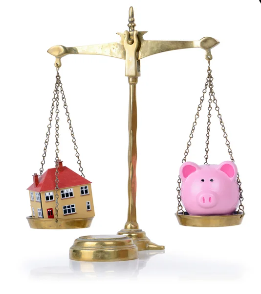 House and bank in balance — Stock Photo, Image