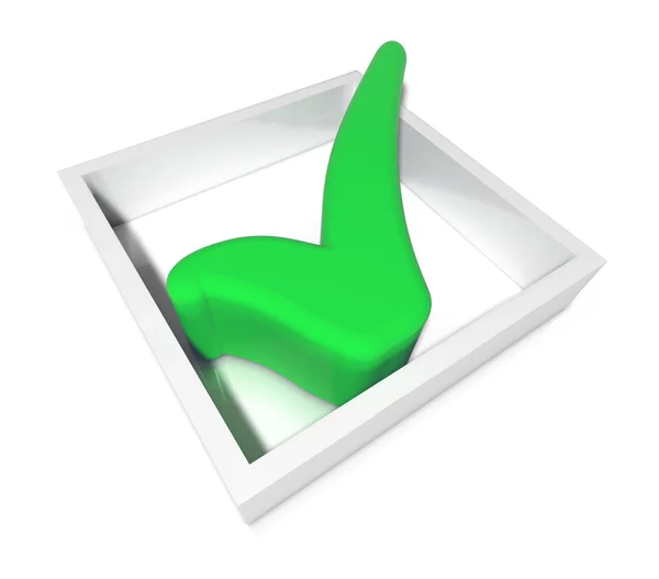 Green tick in box — Stock Photo, Image