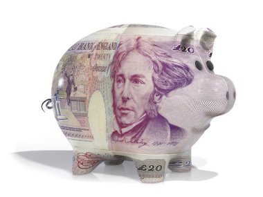 pound note piggy bank clipart