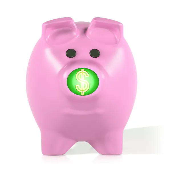 Piggy dollar button nose — Stock Photo, Image
