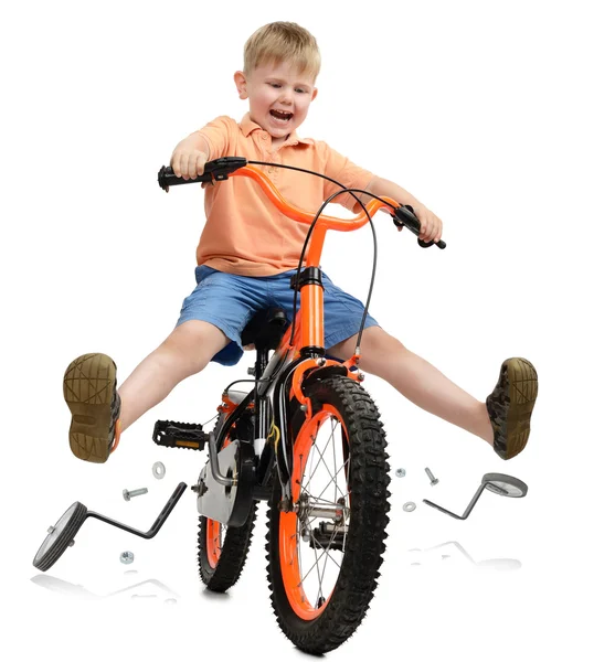 Boy learning to ride — Stock Photo, Image