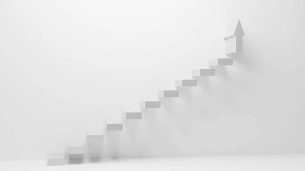 White Staircase Arrow Top Tread Pointing — Stock Photo, Image