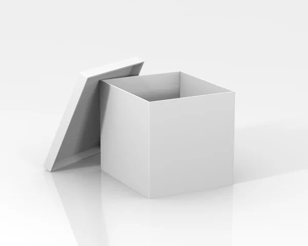 Białe pudełko z pokrywką i refleksje — Zdjęcie stockowe