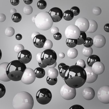 gri arka plan siyah ve beyaz küreler yaptı