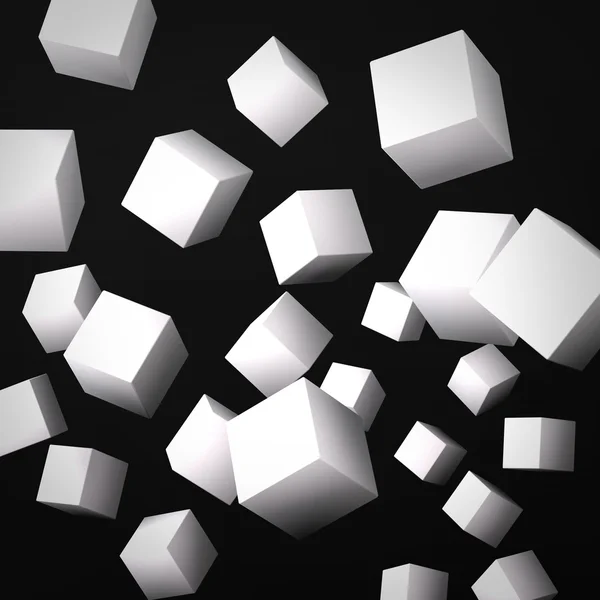 Fundo preto abstrato feito de cubos brancos — Fotografia de Stock