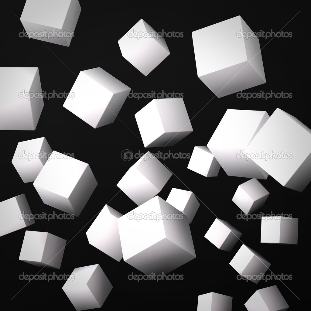 Abstract black background made of white cubes
