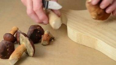 yabani mantar bıçakla temizlenir