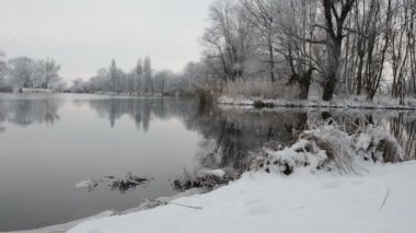 Kış manzara Havel River (Brandenburg - Almanya)